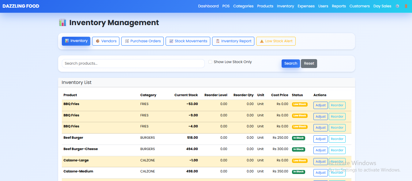 POS sales and inventory reports